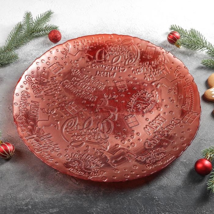 Тарелка подстановочная «Новый Год», d=35 см, цвет красный Тарелка подстановочная «Новый Год», d=35 см, цвет красный