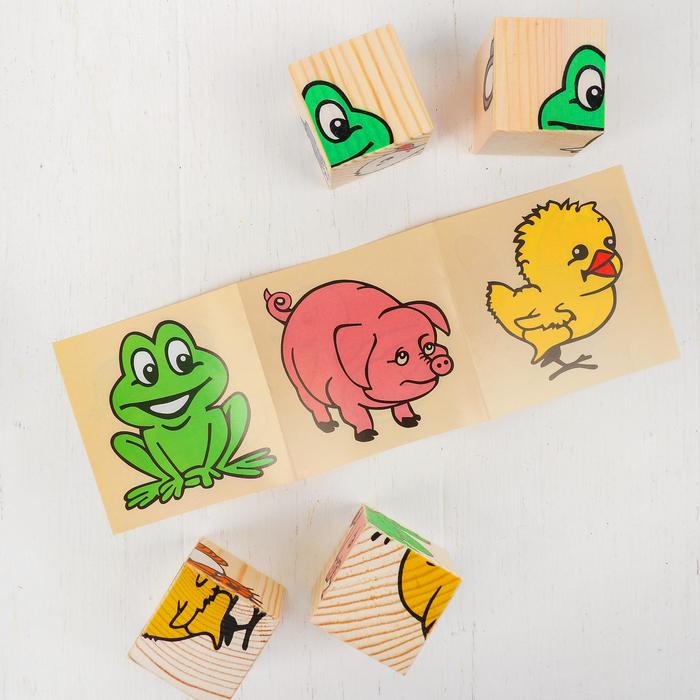 Деревянные кубики «Животные» 4 элемента, Томик Деревянные кубики «Животные» 4 элемента, Томик