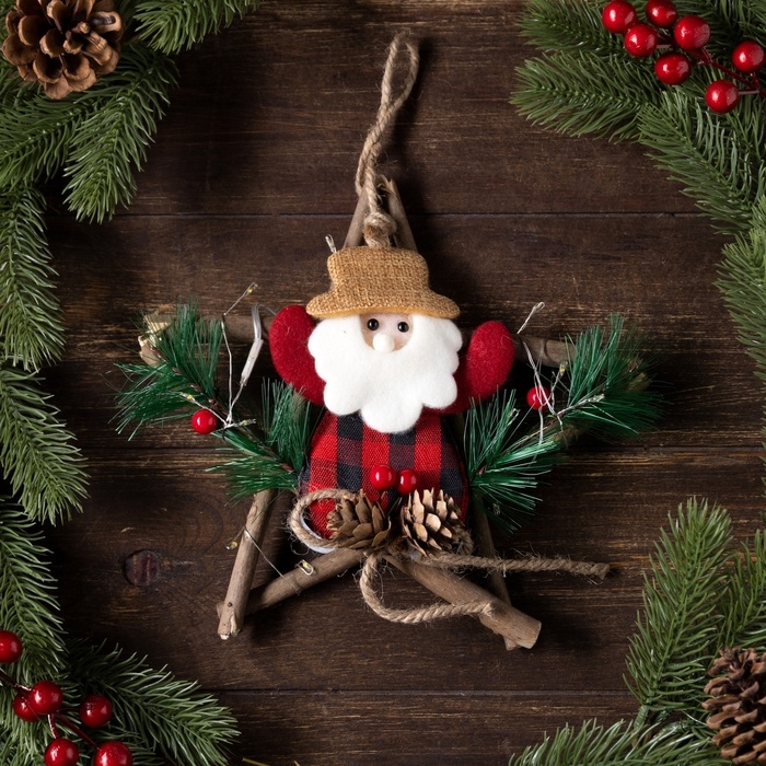 Светодиодная фигура «Звезда с Дедом Морозом» 19 см, пластик, батарейки CR2032х2 (в комплекте), свечение тёплое белое Светодиодная фигура «Звезда с Дедом Морозом» 19 см, пластик, батарейки CR2032х2 (в комплекте), свечение тёплое белое