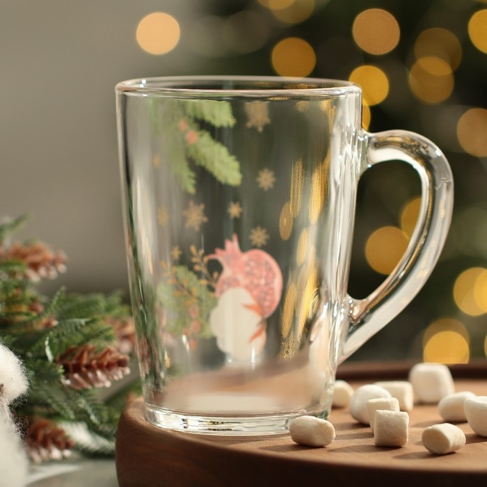 Новый год. Кружка стеклянная «Новогодний гранат», 300 мл Новый год. Кружка стеклянная «Новогодний гранат», 300 мл