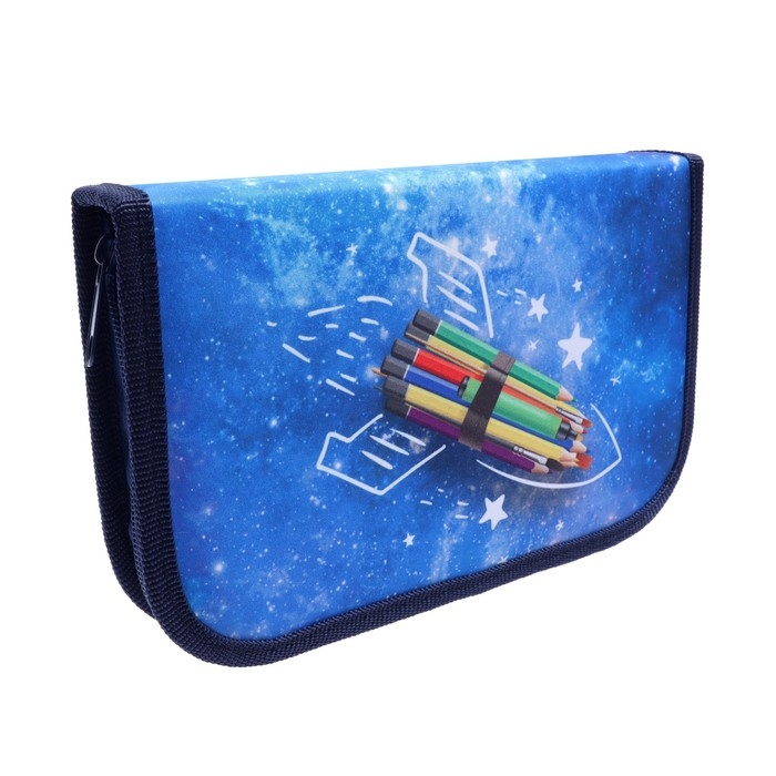 Пенал 1 секция, 130 х 210 х 40 мм, 2 откидные планки, тканевый, Calligrata TOP, Content Пенал 1 секция, 130 х 210 х 40 мм, 2 откидные планки, тканевый, Calligrata TOP, Content "Ракета"