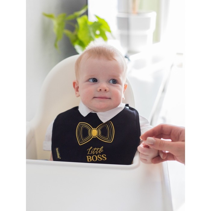 Нагрудник/слюнявчик для кормления «Little boss» на кнопке Нагрудник/слюнявчик для кормления «Little boss» на кнопке