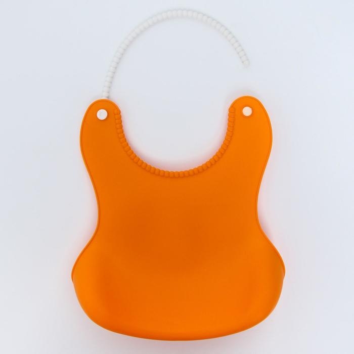 Нагрудник для кормления силиконовый с карманом, цвет оранжевый Нагрудник для кормления силиконовый с карманом, цвет оранжевый