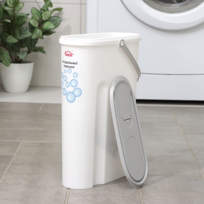 Контейнер для стирального порошка, 5 л, 11×24,6×32 см, цвет серый Контейнер для стирального порошка, 5 л, 11×24,6×32 см, цвет серый