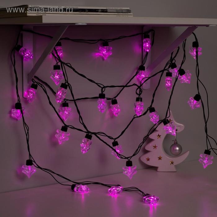 Гирлянда «Нить» 5 м с насадками «Ёлка», IP44, тёмная нить, 40 LED, свечение розовое, 8 режимов, 220 В