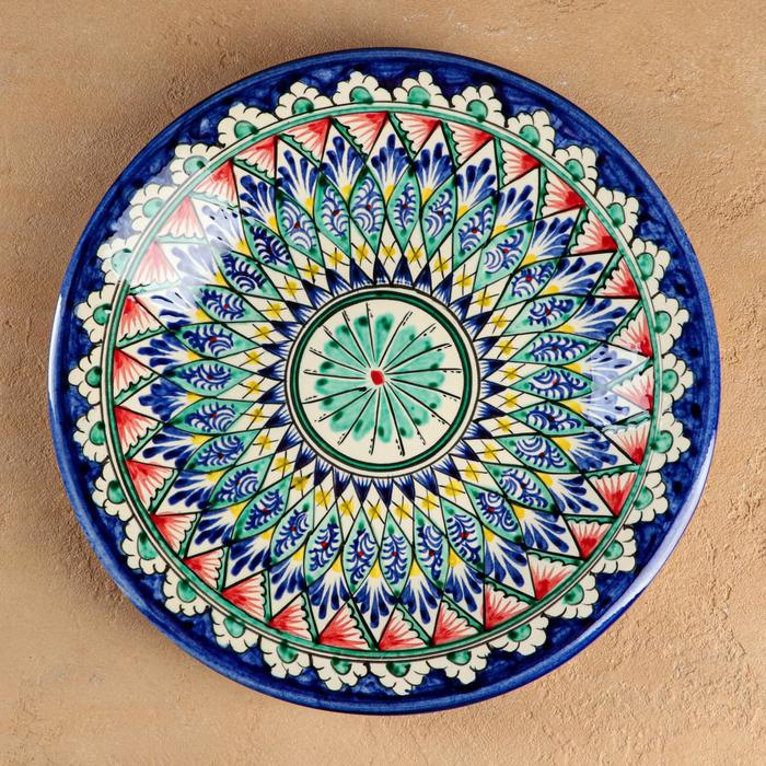 Ляган Риштанская Керамика  Ляган Риштанская Керамика "Узоры", 28 см, синий