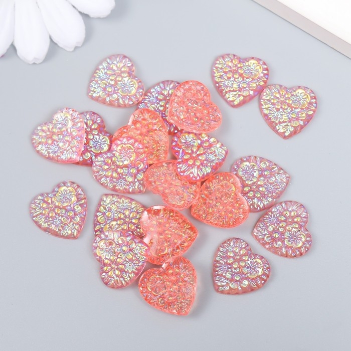 Декор для творчества пластик Декор для творчества пластик "Сердце" голография розовый набор 20 шт 1,6х1,6 см