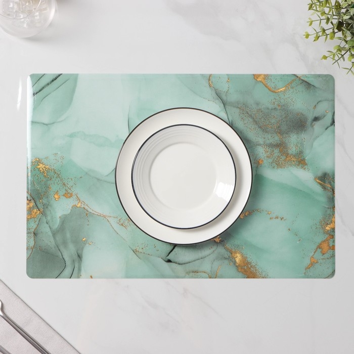 Салфетки сервировочные на стол Доляна «Мрамор», 4 шт, 30×45 см, цвет бирюзовый Салфетки сервировочные на стол Доляна «Мрамор», 4 шт, 30×45 см, цвет бирюзовый