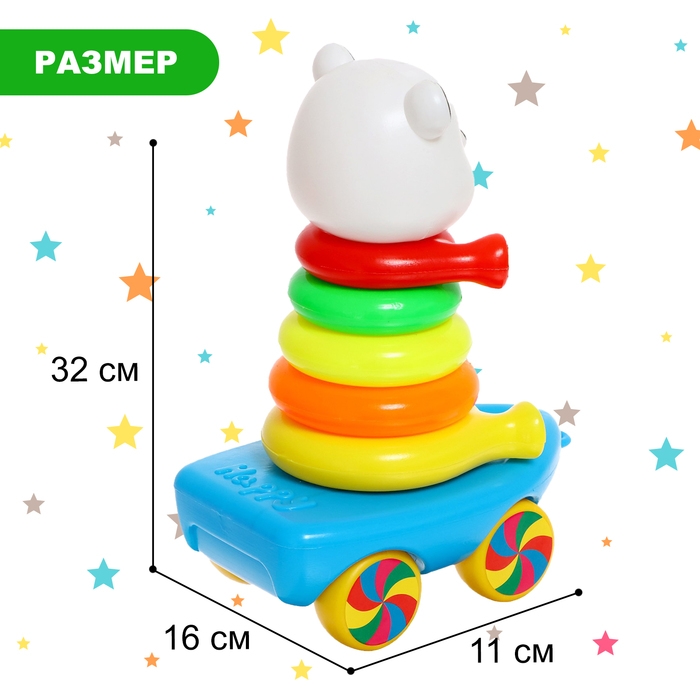 Каталка-пирамидка «Панда», 5 колец, на верёвке Каталка-пирамидка «Панда», 5 колец, на верёвке