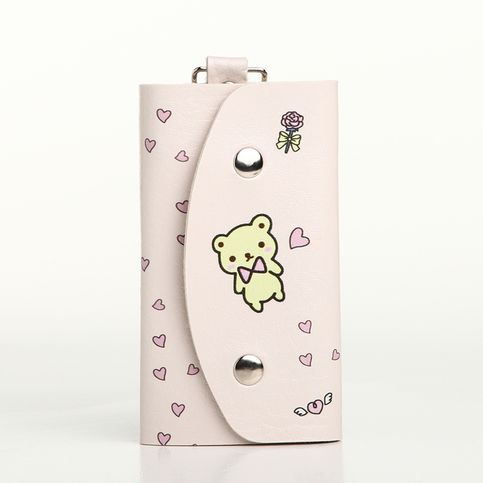 Ключница на кнопках, длина 11 см, 7 карабинов, цвет розовый Ключница на кнопках, длина 11 см, 7 карабинов, цвет розовый