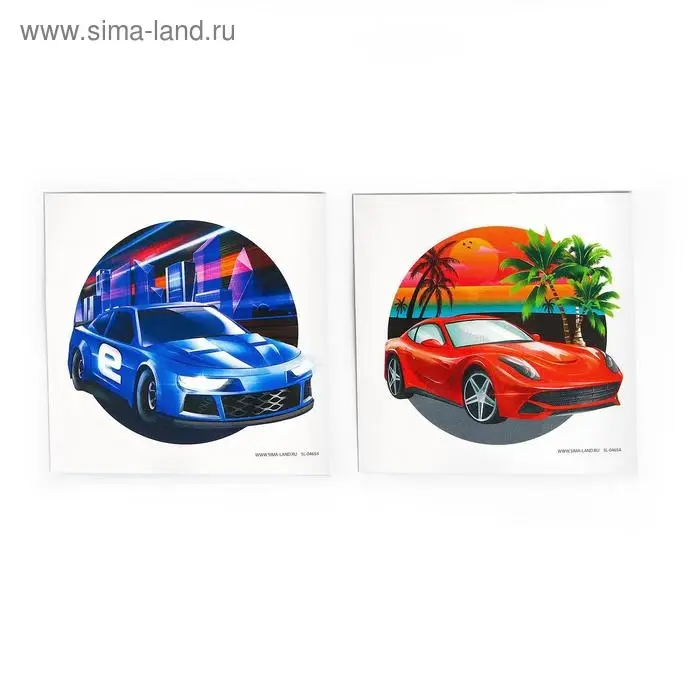 Татуировки-переводки детские, 8 × 8 см, набор 2 шт. «Машины» Татуировки-переводки детские, 8 × 8 см, набор 2 шт. «Машины»