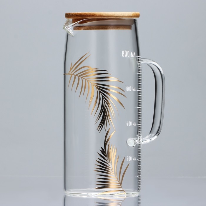 Кувшин стеклянный с бамбуковой крышкой «Тропики», 1000 мл, с крышкой Кувшин стеклянный с бамбуковой крышкой «Тропики», 1000 мл, с крышкой