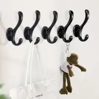 Крючок мебельный CAPPIO WAVE, двухрожковый, цвет черный, 4 шт.
