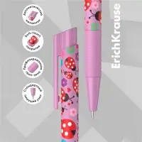 Ручка шариковая автоматическая ErichKrause ColorTouch Ladybug, узел 0.7 мм, чернила синие, покрытие Soft Touch, длина линии письма 1200 метров
