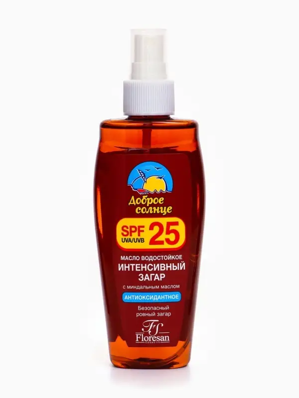 Масло водостойкое для загара Floresan интенсивный загар SPF 25, 150 мл