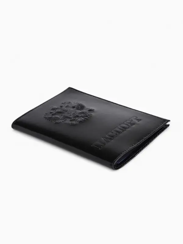 Обложка для паспорта, натуральная кожа, гладкая, чёрная