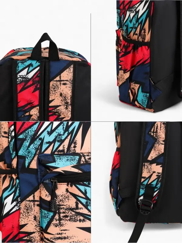 Рюкзак школьный &laquo;Абстракция&raquo; с карманами, 30&times;13&times;42 см, красный