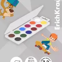 Акварель ErichKrause &laquo;Простоквашино&raquo;, 12 цветов, без кисти, пластиковая коробка, европодвес