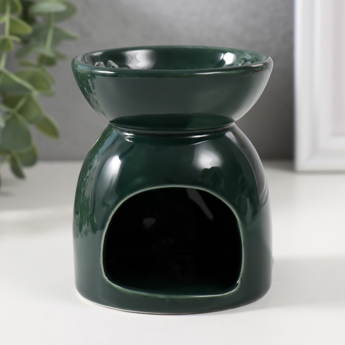 Аромалампа керамика Аромалампа керамика "Стрекоза на цветке"зелёная 7,2х7,2х8,3 см