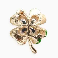 Брошь &laquo;Клевер&raquo;, на удачу, цвет изумрудный в золоте