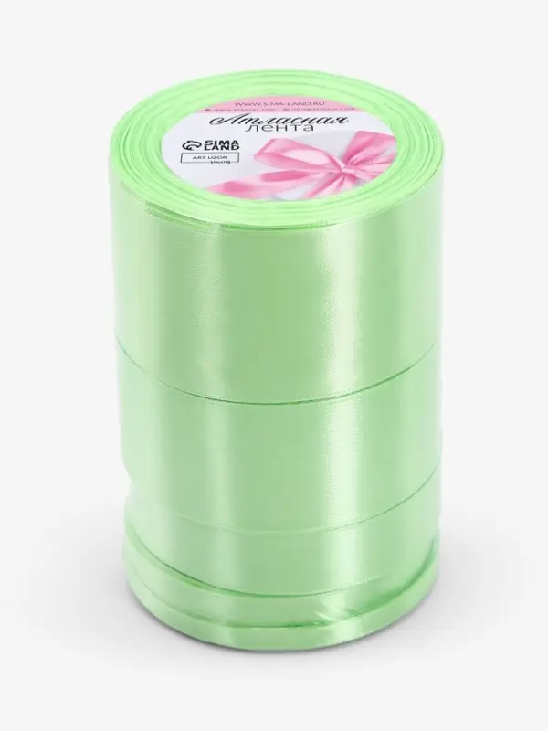 Атласная лента, набор 5 шт., 6/10/20/40/50 мм, 23&plusmn;1 м, нежно-зелёная №181