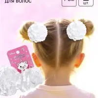 Бант для волос на резинке, белый, 2 штуки, 7 см, Коты аристократы
