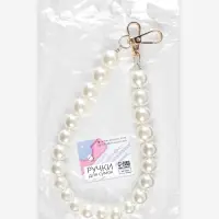 Ручка для сумки, жемчужные бусы, d=12, 14, 16 мм, 39 см, цвет белый, золотой