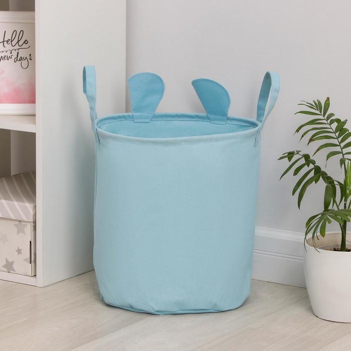Корзина бельевая текстильная «Мишутка», 36×35 см, цвет голубой Корзина бельевая текстильная «Мишутка», 36×35 см, цвет голубой