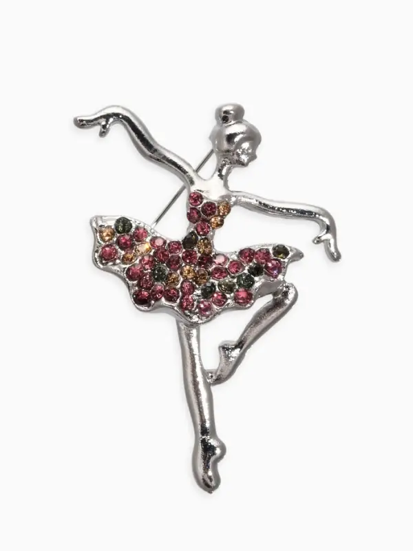Брошь &laquo;Балерина&raquo;, цветная в серебре