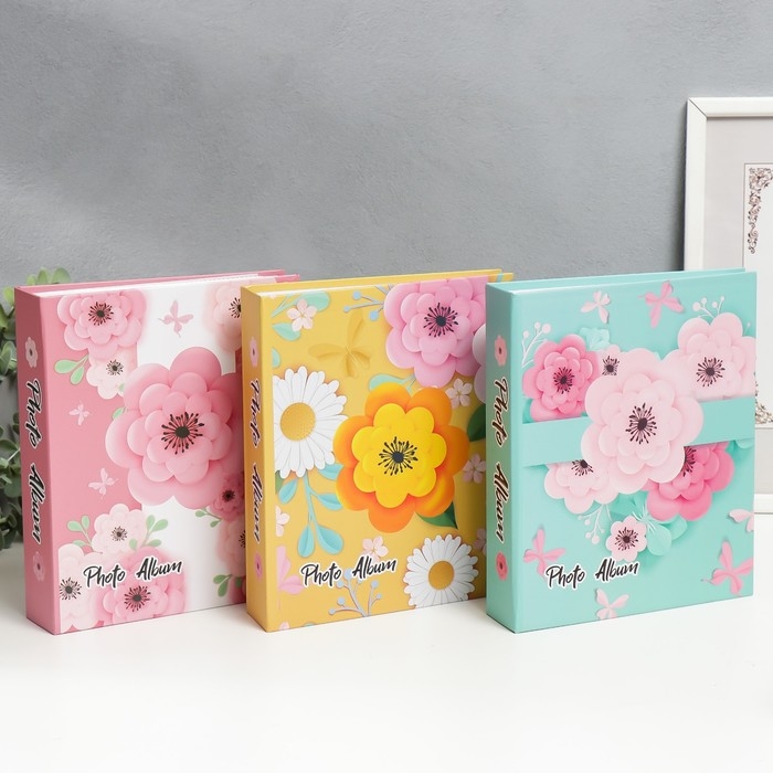 Фотоальбом на 80 фото 10х15 см 3D Фотоальбом на 80 фото 10х15 см 3D "Цветы и бабочки из бумаги" в коробке МИКС 23х5,5х19 см