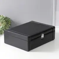 Шкатулка подарочная под 2 бутылки &laquo;Гладкая кожа&raquo; и набор 3 предмета, чёрная, 35&times;26.5&times;12 см