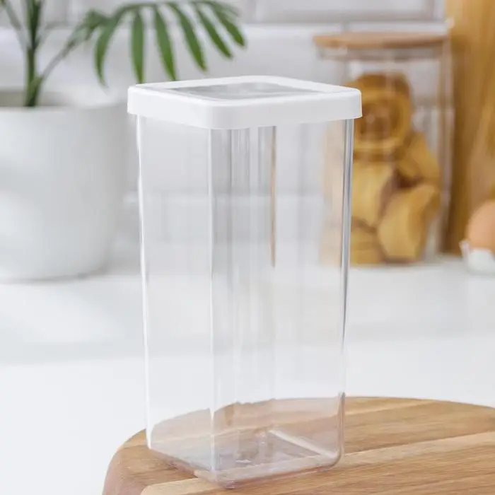 Банка для хранения сыпучих продуктов IDEA &laquo;Степ&raquo;, 1.4 л, 10&times;21 см, пластик, крышка белая