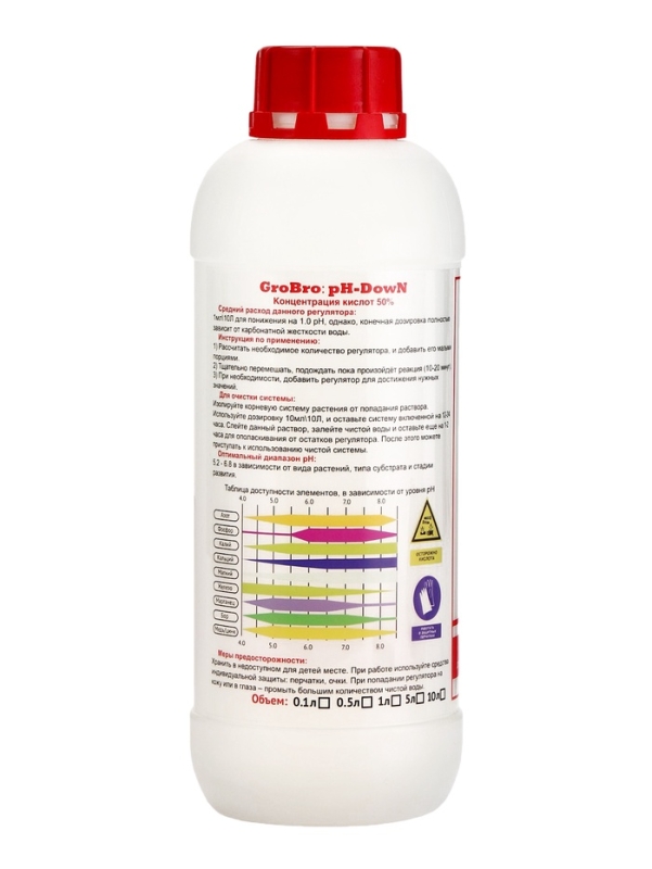 Удобрение для гидропоники "GroBro" PH DOWN, 500мл