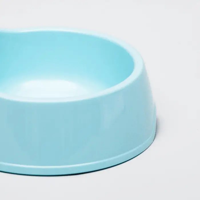 Миска двойная &laquo;Мур-мяу&raquo;, 200 мл, 22.5 см &times; 13 см &times; 6 см, пластик, голубая