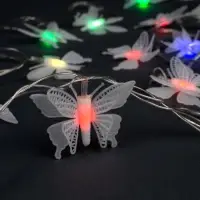 Гирлянда &laquo;Нить&raquo; 5 м с насадками &laquo;Бабочки малые&raquo;, IP20, прозрачная нить, 20 LED, свечение мульти (RG/RB), мигание, 220 В