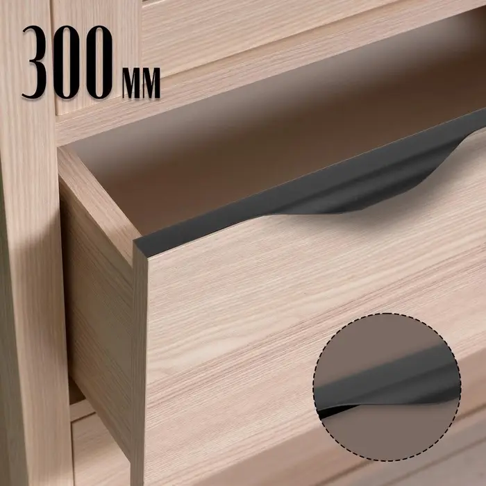 Ручка профильная мебельная торцевая CAPPIO RP100BL1, L=300 мм, чёрная, 4 шт.