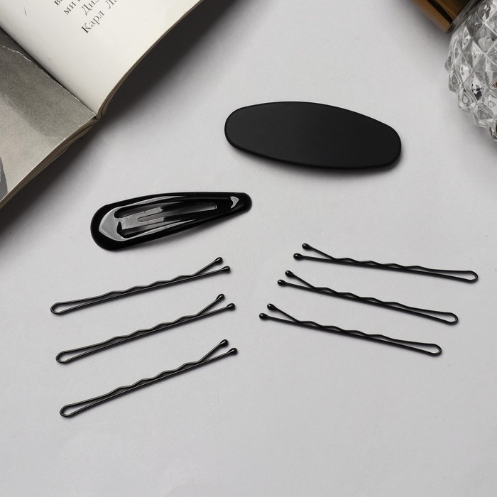 Невидимка для волос «Стейси Невидимка для волос «Стейси" (набор 10 шт) овал, 5 см, чёрный