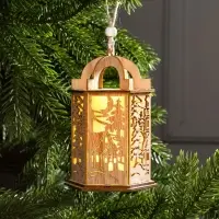 Ёлочная игрушка &laquo;Фонарь с домиком&raquo;, 13&times;9&times;9 см, от батареек, свечение тёплое белое