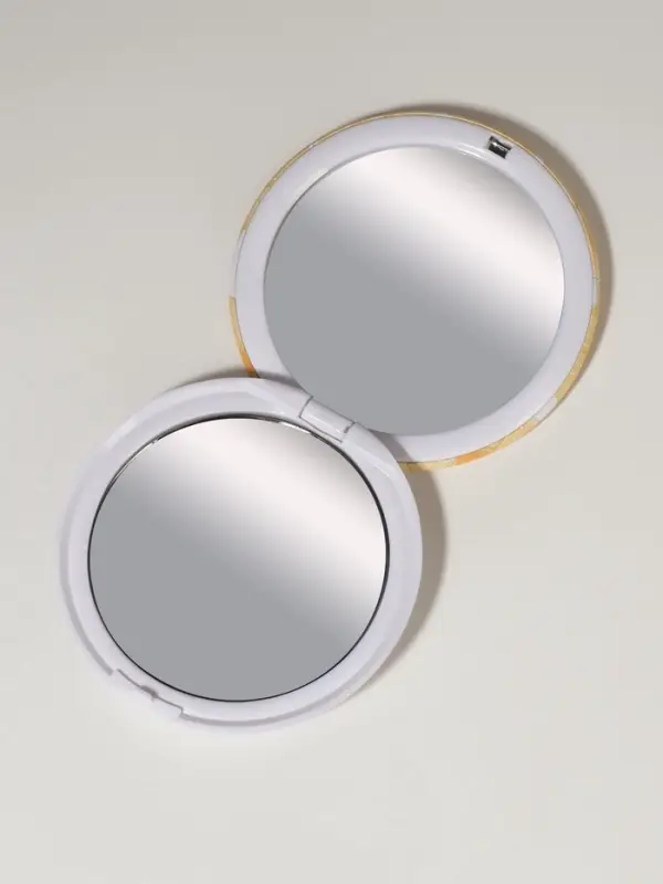 Зеркало складное &laquo;Нежность&raquo;, d=7.5 см, с увеличением х2, жёлтое