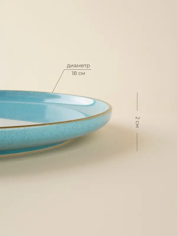 Тарелки SL Home &laquo;Аззура&raquo;, d=18 см, набор 2 шт., фарфор, бирюзовые