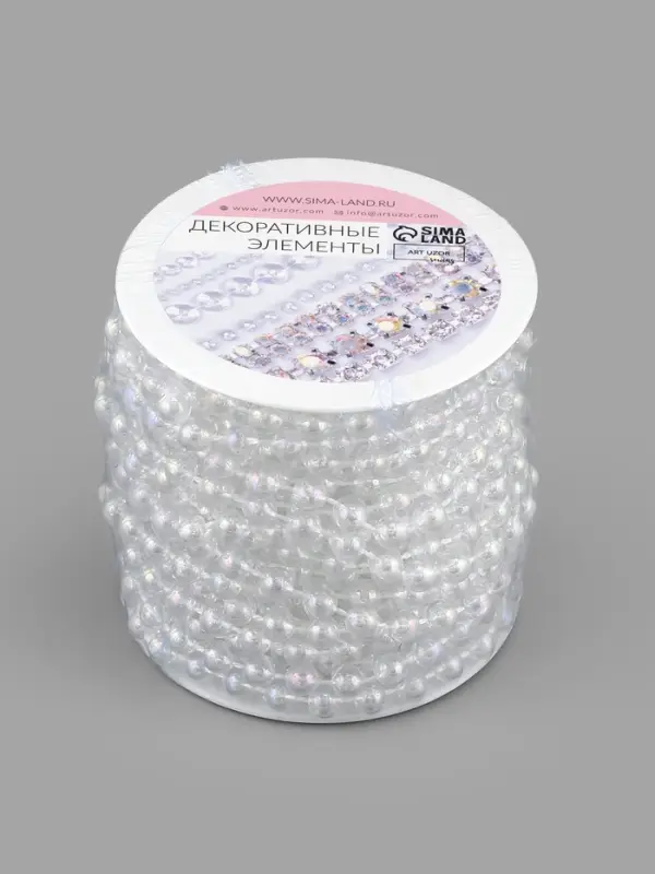 Бусы на нитях, с голографией, 8 мм, 9&plusmn;1 м, прозрачные