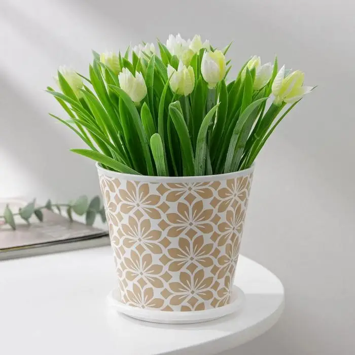 Горшок для цветов Доляна «Кракле», 800 мл, цвет белый Горшок для цветов Доляна «Кракле», 800 мл, цвет белый