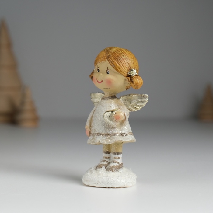 Сувенир полистоун Сувенир полистоун "Ангелочек с хвостиками, в сером платьице" МИКС 4,5х3,5х8,5 см