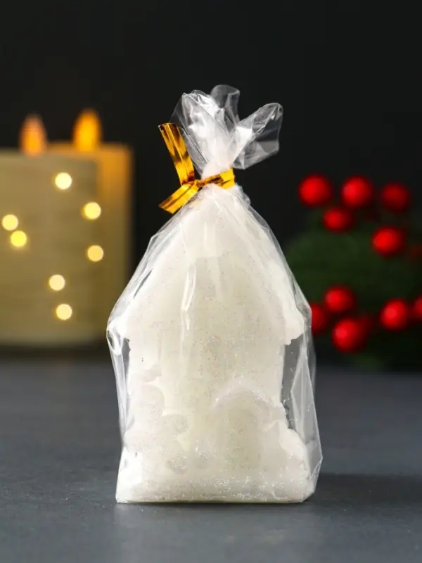 Свеча новогодняя Свеча новогодняя "Домик с Пряником" 40х70мм, белый