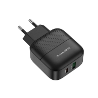 Сетевое зарядное устройство Borofone BA46A, USB QC3.0 3 А, Type-C PD 3 А, чёрное