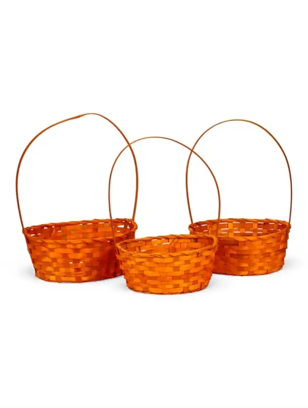Набор корзин 3 шт 22х18x10 24х19x10 27х21x10 см ручка h=24/26/28 см оранжевый