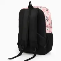 Рюкзак школьный на молнии, с карманами, с рисунками, размер 30&times;13&times;42 см, серый/розовый