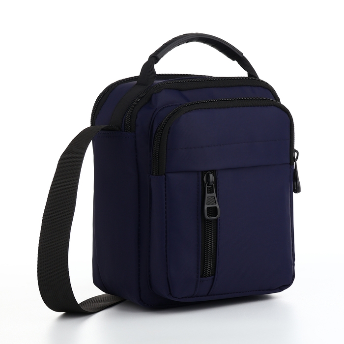 Сумка мужская на молниях, 3 наружных кармана, цвет синий Сумка мужская на молниях, 3 наружных кармана, цвет синий