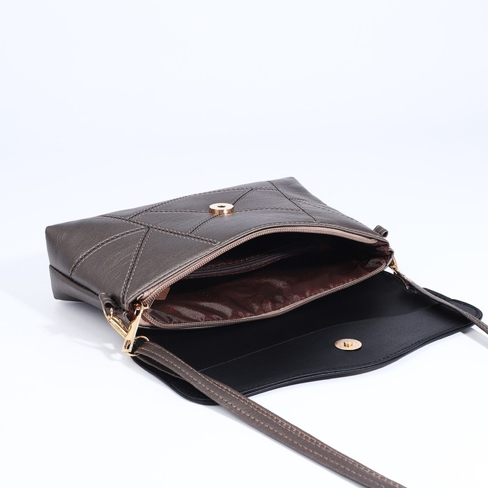 Сумка-клатч на магните, длинный ремень, цвет бронзовый Сумка-клатч на магните, длинный ремень, цвет бронзовый