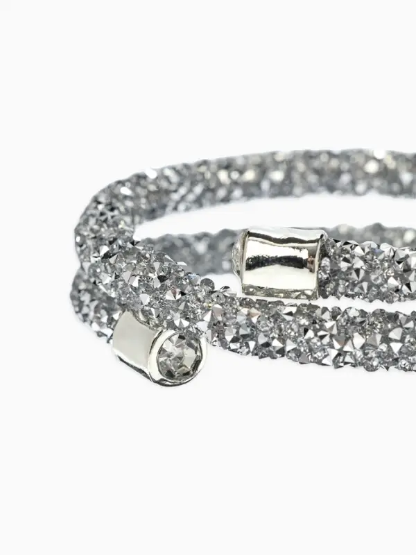 Браслет-пружинка &laquo;Шанталь&raquo;, 2 ряда, цвет серебро, d=7 см